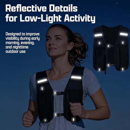 Tomum Running Vest for Women Men - Hydration Backpack Water Bottle Runner Vest for Hiking Trail Run Marathon Jogging - Lightweight Reflective Runners Vests Water Bag Back Pack with Pocket - size: 1-pack
