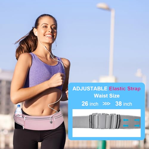 Slim Running Belt for Women Men,Runners Fanny Pack Phone Holder,Money Belt,Running Gear Accessories,with 3 Pockets (Jet Pink) - color: Jet Pink