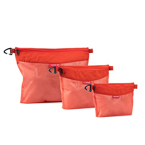 pack all 3 Pcs Water-Resistant Zipper Pouch, Mesh Zipper Bag - color: Orange, size: Set