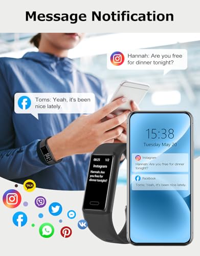 Cloudpoem Fitness Tracker, Fitness Watches for Men Women with 24/7 Heart Rate Monitor Sleep Tracker Step/Calorie Counter Stopwatch Pedometer IP68 Waterproof (Dark Black)