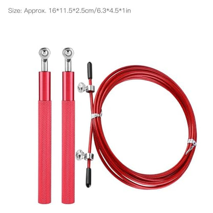 Aluminum Alloy Jump Rope with Ball Bearings – Skipping Rope for Speed Training, Non-Slip Grip and Adjustable PVC Cable - color: Red