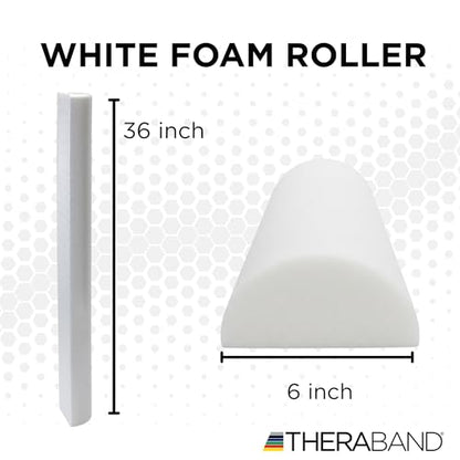 THERABAND Pro Foam Roller, Half Round, 6" x 36", Deep Tissue Massage, White - size: 6" x 36" - Half- Round