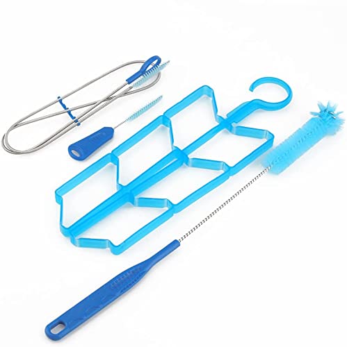 1 Pack 4 in 1 Water Bladder Cleaning Brush Kit, Hydration Bladder Bag Pouch Clean Wash Kit, Flexible Long Brush for Carrying Hose Small Bite Valve Big Drying Collapsible