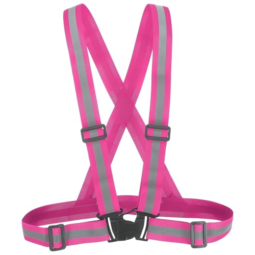 PATIKIL Reflective Safety Vest, Hi-Vis Safety Vests, Adjustable High Visibility Reflective Strips for Outdoor Jogging - color: Fuchsia