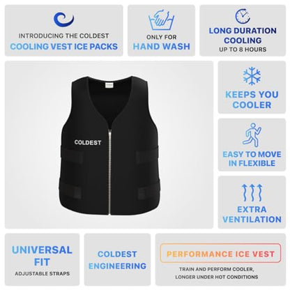 Coldest Cooling Jacket, Reusable Ice Packs for Hot Weather, Ice Vest for Men & Women, Cycling, Running, Athletes - size: Small