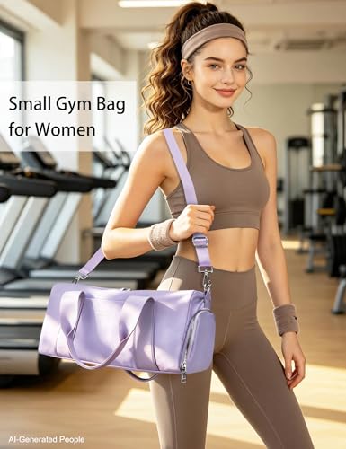 16" Gym Bag for Women,with Shoes Compartment and Waterproof Pocket(Purple) - color: Purple, size: 16" Small Size