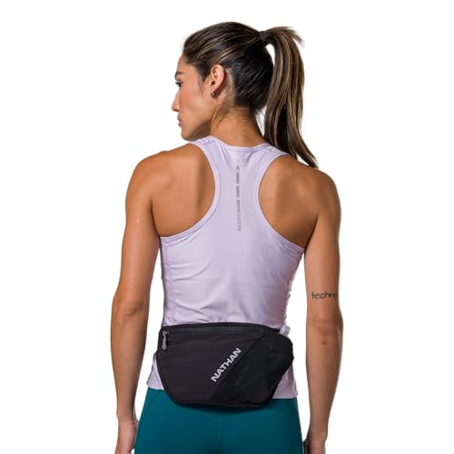 Nathan Hydration Belt for Running - Hydrapak Soft Flask 18oz Bottle with ExoSpine - Breathable, Adjustable Comfort Fit - Angled Flask Holder - Pinnacle Featherlite, Ultra-Light - style: Black