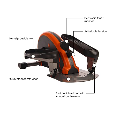 Stamina Inmotion Compact Strider Foot Exercise Machine - Under Desk Elliptical - Standing or Seated Elliptical Fitness Equipment - color: Black/Orange