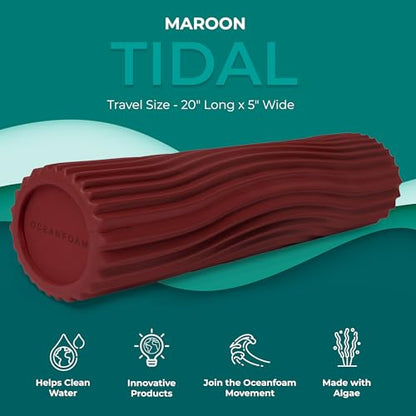 Oceanfoam Tidal Roller - Muscle Massage Foam Roller for Exercise (Maroon) - color: Maroon