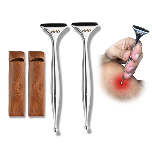 NHO 2-in-1 Acupuncture Pen,Fascia Blaster for Pain Relief, Stainless Steel Gua Sha Scraper & Acupressure Massage Pen, Dual-Ended Fascia Release Tool for Muscle, Neck, Face, Plantar Fasciitis Relief - size: 2 Pack