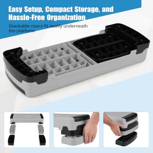 Goplus 35.5" Aerobic Step Platform w/4 Risers, 3-Level Adjustable 6" 8" 10" - color: Grey