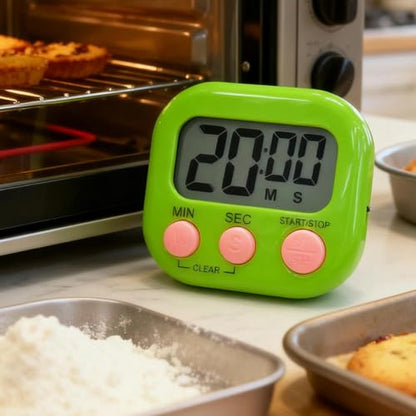 Timer Electronic Countdown Stopwatch Digital Kitchen with Large Screen Loud Alarm Easy Operation Visual Time Management Tool - color: Green