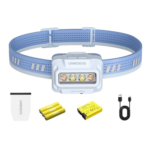 UNROEVS Led Headlamp Rechargeable,1000 Lumen Camping Head Lamp - color: Blue