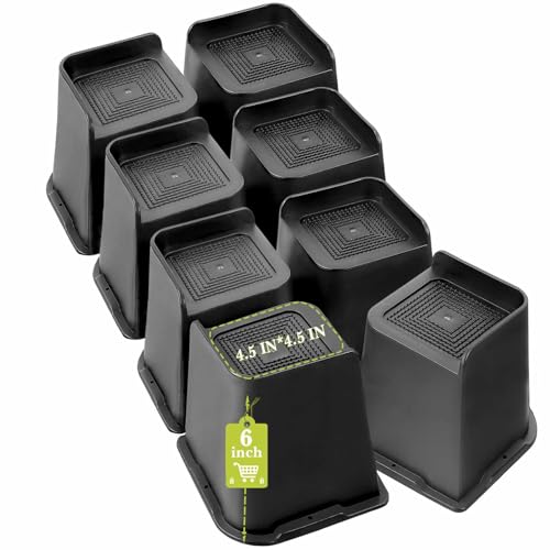 Bed Risers 2 inch, 3 inch, 4 inch, 6 inch, 8 inch Heavy Duty, Oversized Furniture Riser for Couch Sofa Table Chair Leg Frame Dorm, Support up to 6000 Lbs (Black 8 Pack, 6 inch) - color: Black 8 Pack, size: 6 Inch