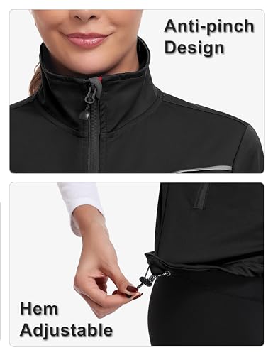 Little Donkey Andy Women's Short Sleeve Golf Jacket Lightweight Water Resistant Quick Dry Running Vest with Zipper Pockets - color: Black, size: Medium