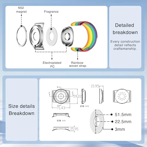 BAISRKE Magnetic Running Armband for MagSafe Case - 360° Rotatable Phone Grip with Adjustable Scent Compartment & Detachable Lanyard Compatible iPhone/Android (Rainbow & Silvery) - color: Rainbow&Silver, size: Regular (fits Wrist/Armband up to 9")
