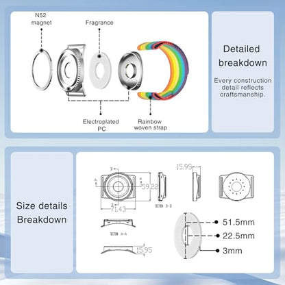 BAISRKE Magnetic Running Armband for MagSafe Case - 360° Rotatable Phone Grip with Adjustable Scent Compartment & Detachable Lanyard Compatible iPhone/Android (Rainbow & Silvery) - color: Rainbow&Silver, size: Regular (fits Wrist/Armband up to 9")