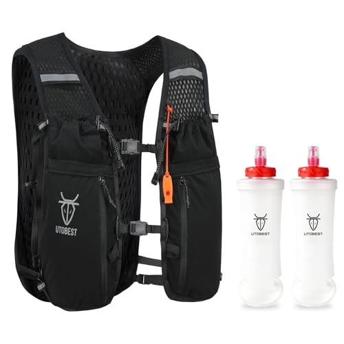 UTOBEST Running Vest Lightweight Hydration Pack 10L UTR110 - color: Black (with 2*500ML Bottles), size: XL (Chest Size:40-45inch)