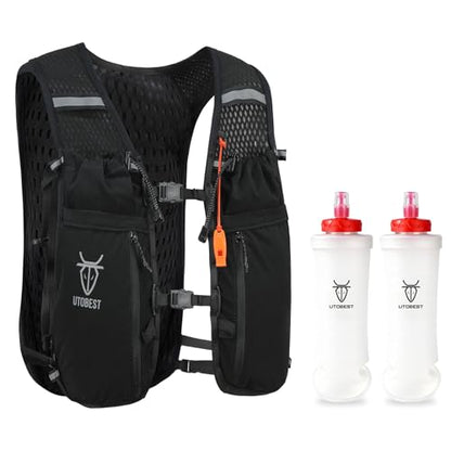 UTOBEST Running Vest Lightweight Hydration Pack 10L UTR110 - color: Black (with 2*500ML Bottles), size: XL (Chest Size:40-45inch)