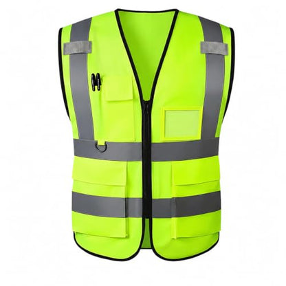 High Visibility Safety Vest with Reflective Strips & Pockets - color: Green, size: Small