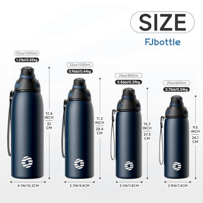 Fjbottle 32oz Stainless Steel Insulated Water Bottle No Straw Spout Lid - color: Classic Navy, size: 32 Ounces