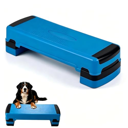 GYMAX Exercise Step Platform, 35.5” x 12.5" Extra Large Aerobic Stepper - color: Blue