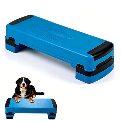 GYMAX Exercise Step Platform, 35.5” x 12.5" Extra Large Aerobic Stepper - color: Blue