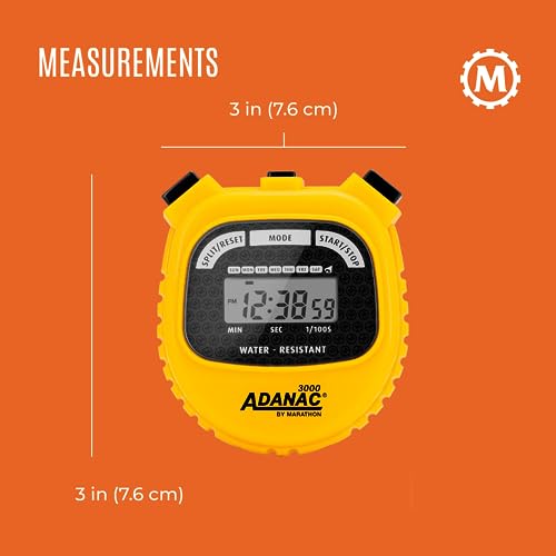 MARATHON Adanac 3000 Commercial Grade Digital Stopwatch Timer, Yellow - color: Yellow