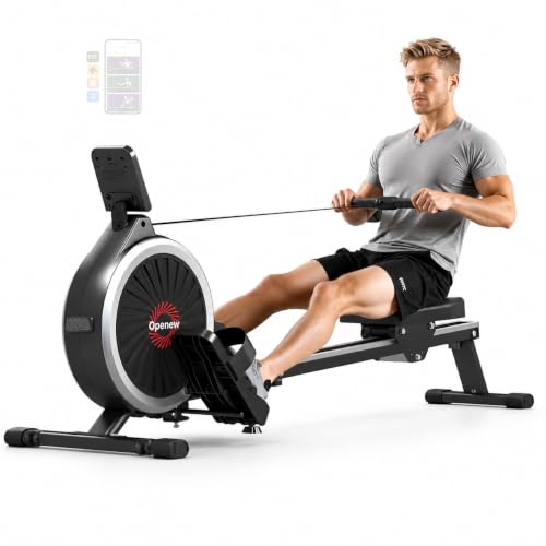 Quiet Magnetic Rowing Machine for Home, 16 Levels, Bluetooth, 350 lb