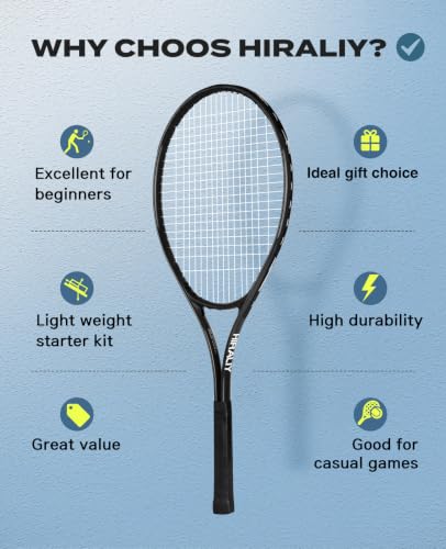 HIRALIY 27-Inch Tennis Racket for Adults with Ball and Carry Bag - color: Light Black-1 Pack