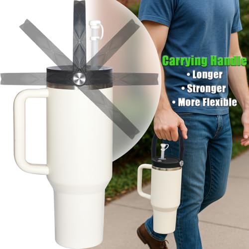 Upgraded Lid for Stanley 40 oz Replacement with Straw - Soft Bite Valve, Stress Relief Roller Ball, Flexible Handle, Leakproof Stopper for Stanley Tumbler Quencher H2.0 Cup 40 oz Cap Accessories