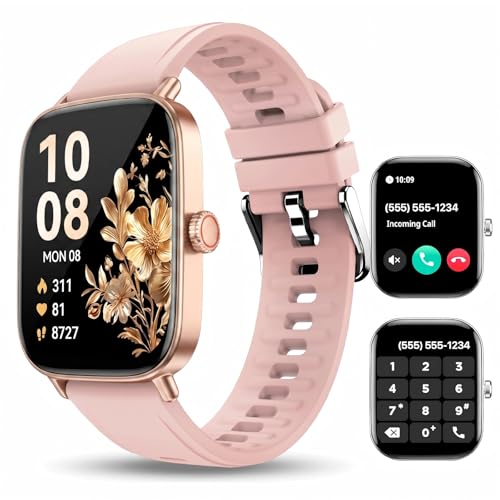 WalkerFit Smart Watch for Women, 2.01'' Smartwatch with Bluetooth Call, 100+Sport Modes, Sleep Monitoring, IP67 Waterproof, Camera & Music Control for iPhone Android, Fitness Watch with Pedometer - color: Square - Pink