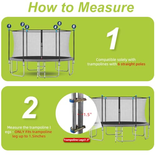 Universal Trampoline Poles Replacement Net Pole for Trampoline Leg Max 1.5" - style: 6 Sets Trampoline Poles