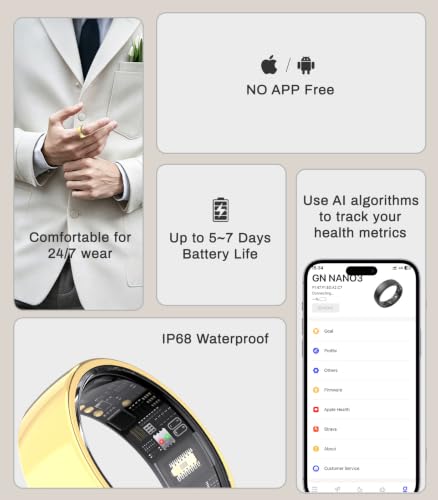 AI Smart Ring for Women Men, Health Ring with AI Health Analysis - color: Gold, size: 11#