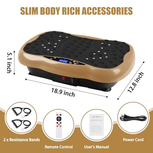 Vibration Plate Exercise Machine / Full Body / Portable / Weight Loss - color: Gold