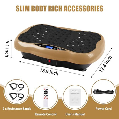 Vibration Plate Exercise Machine / Full Body / Portable / Weight Loss - color: Gold