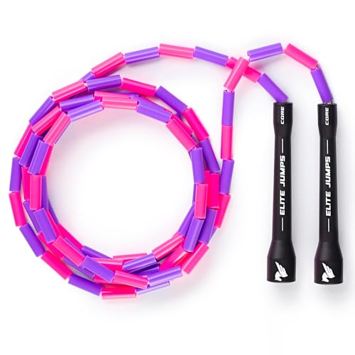 Elite Jumps Beaded Kids Jump Rope, Adjustable, Pink Purple, 9 ft