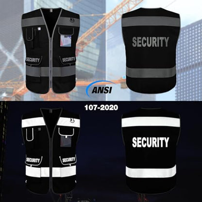 TCCFCCT Security Vest for Men Women 9 Pockets Hi Vis Safety Vest, Black XL - color: Black-bison 09, size: X-Large