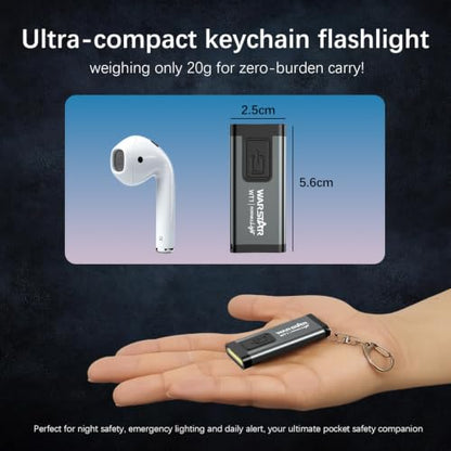 WARSTAR Keychain Flashlight with Personal Safety Alarm, 200LM Mini EDC Light, USB-C Rechargeable Emergency Siren for Women & Night Safety (6pack,Grey*6) - color: 6pack,Grey*6