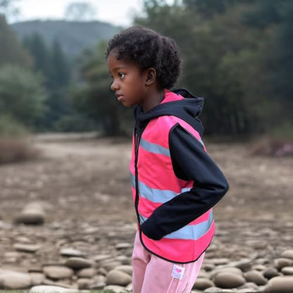 Pink Safety Vest For Kids, Hi Vis Toddler Construction Vest, S Zipper - color: Pink, size: Small