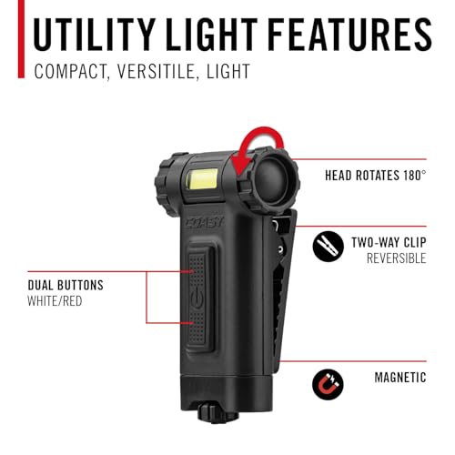 Coast HX4 80 Lumen Dual Color (White & Red) Magnetic LED Clip Light with Beam Rotation, Black