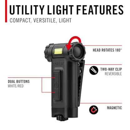 Coast HX4 80 Lumen Dual Color (White & Red) Magnetic LED Clip Light with Beam Rotation, Black