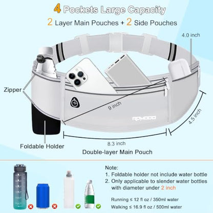 Fanny Pack with Water Bottle Holder, Running Hydration Belt, Grey - color: 09-Light Grey