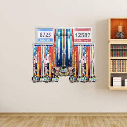 Shimeyao Medal Holder, Metal Wall Rack, 34.37 x 11.22 Inch, Silver - color: Silver, size: 34.37 x 11.22 Inch