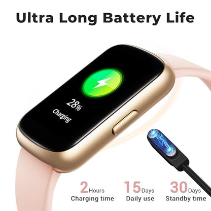 Fitness Tracker Smart Watch, 1.47" Full Touch Health Tracker with 24/7 Heart Rate & Blood Oxygen Monitor, Sleep Tracker, 3ATM Waterproof Step Tracker Activity Tracker for Women Men, Rose Pink - color: Rose Pink