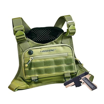 Outdoor Sports Chest Bag, Tactical Vest, Men/Women, Olive - color: Olive