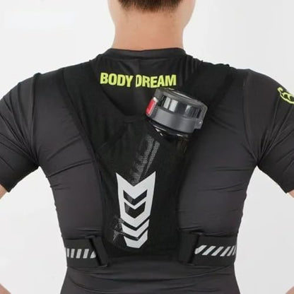 Reflective Running Vest with Phone Pocket and Cards Holder Bag for Men and Women Night Jogging Cycling Fitness - color: Black