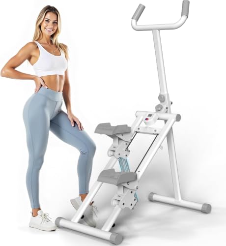YYJO Foldable Stair Stepper 3 Adjustable Resistance Stair Climber with Handle Bar Cardio Exercise Machine for Home - color: White