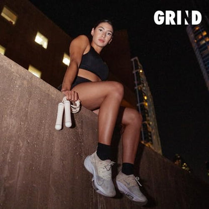 GRIND | Jump Rope - Adjustable "Float" | Tangle-Free, Rapid Speed with Ball Bearings | Ergonomic Soft Grip Handles | Skipping Rope for Fitness, Endurance Training, Gym Workout, or Home Exercise - color: Pink