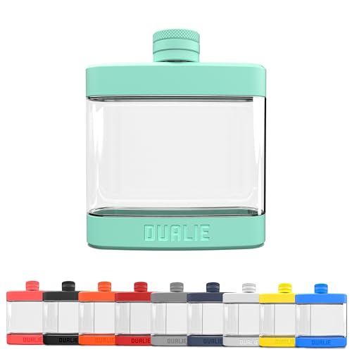 DUALIE 6 oz Hip Flask for Liquor - Shatterproof Alcohol Flasks with Clear Tritan Plastic and Silicone Grip - Flask Gift for Men & Women - Seafoam - color: Seafoam